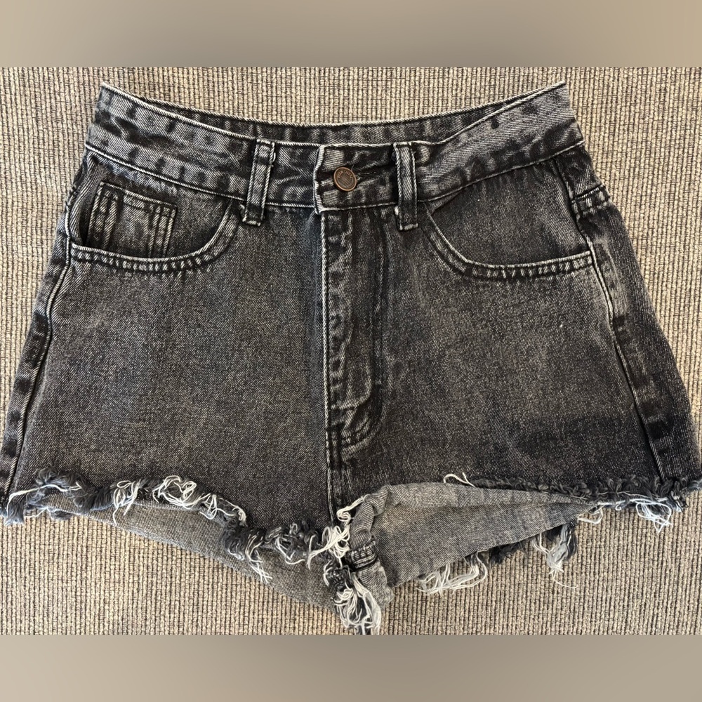 High-waisted black shorts